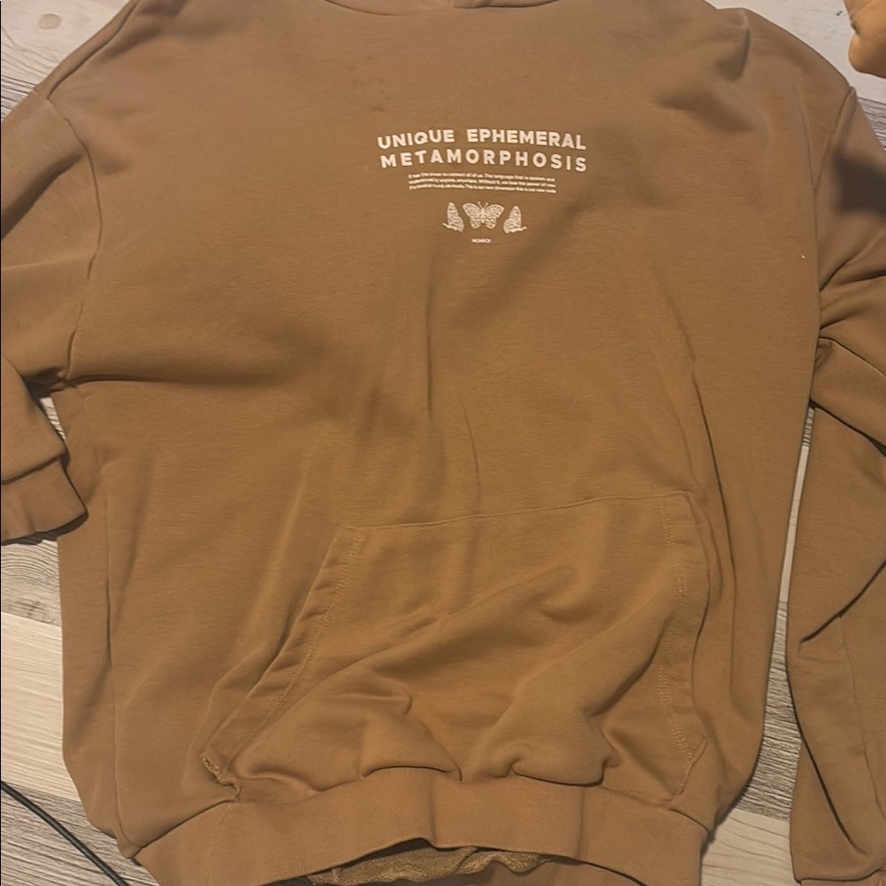 Denim & Flower Tan Crewneck Jacket Classic Design